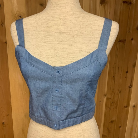 Yumi Kim Crop chambray Top with zipper & elastic - Picture 5 of 8